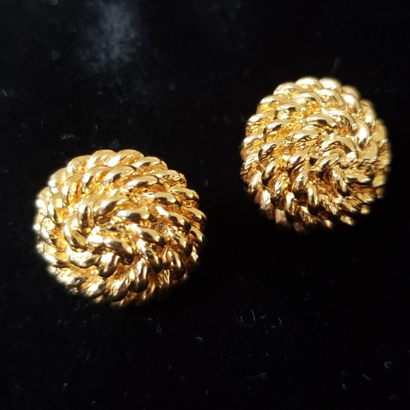 VTG Monet gold dipped classic rope curl earrings - Picture 6 of 6